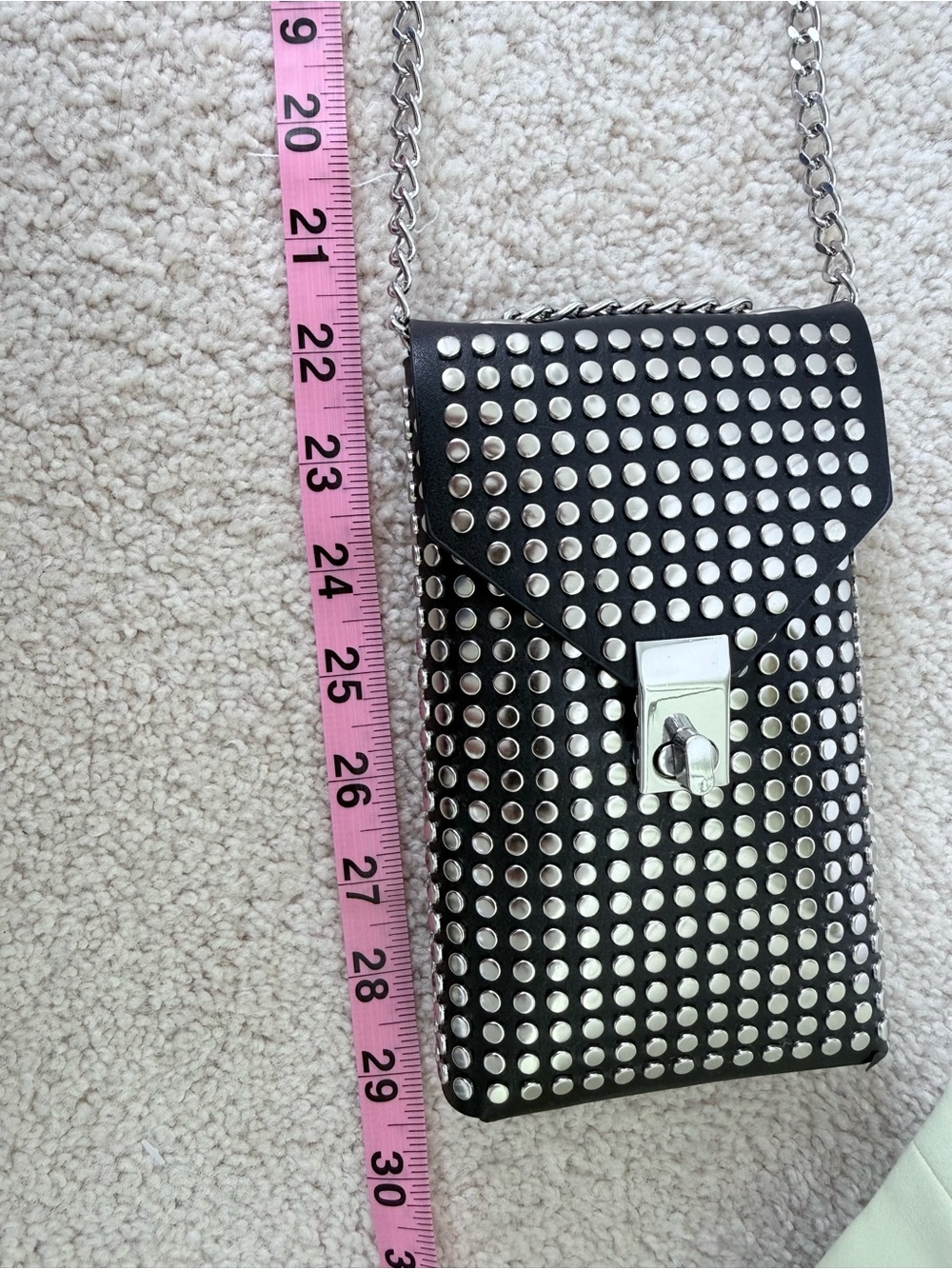 Stradivarius Black Studded Mini Crossbody Bag with Chain - Picture 13 of 13